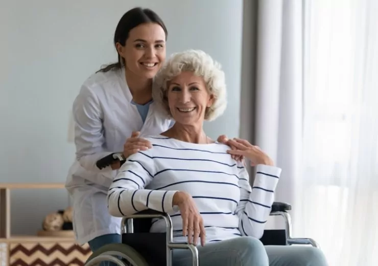 senior lady with nurse