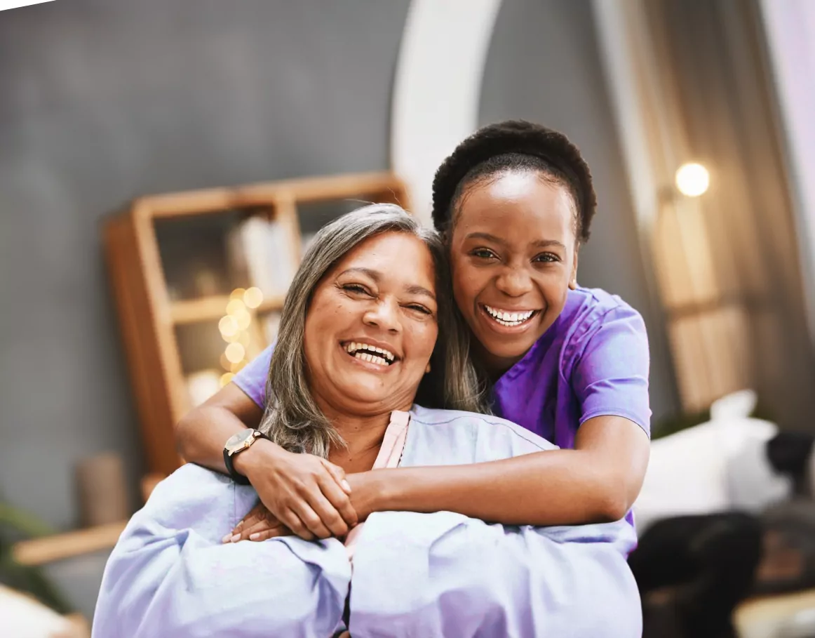 old lady with caretaker