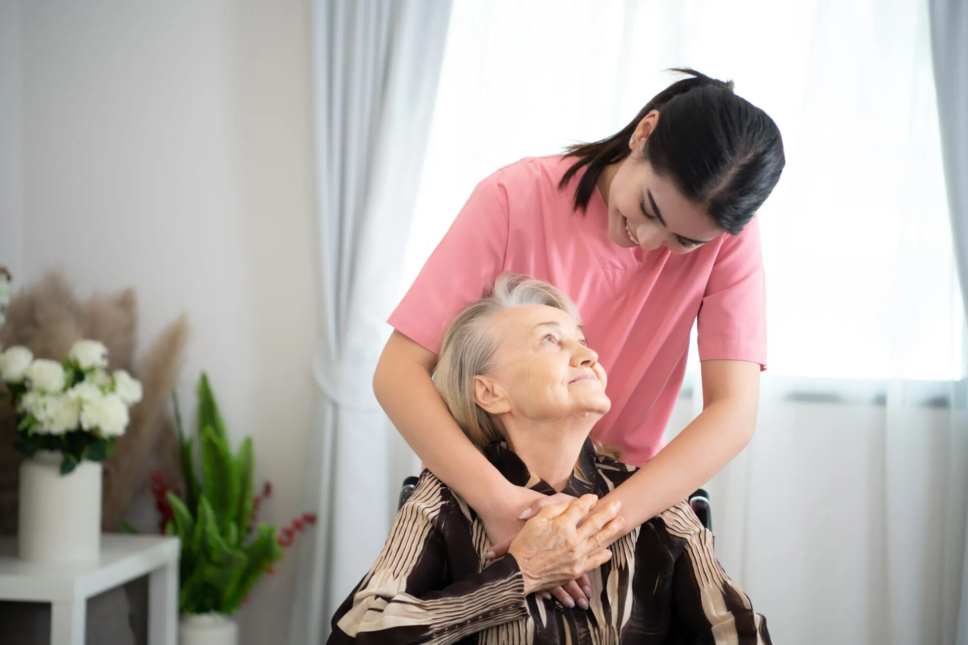 lady from Bucks County with her caretaker